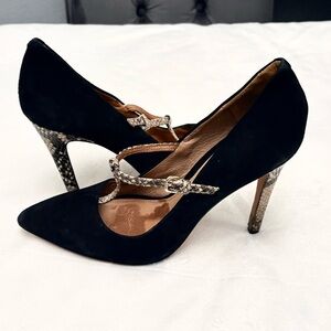 COACH Fulton Black Suede Snake High Heel Stiletto Pumps Sz 9B